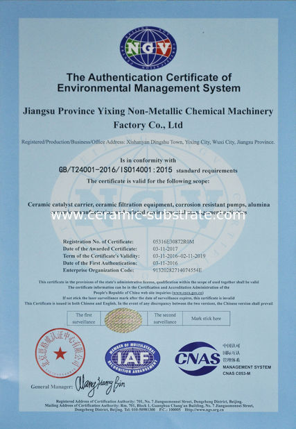 Cina Jiangsu Province Yixing Nonmetallic Chemical Machinery Factory Co.,Ltd Sertifikasi